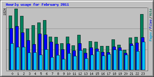 Hourly usage for February 2011